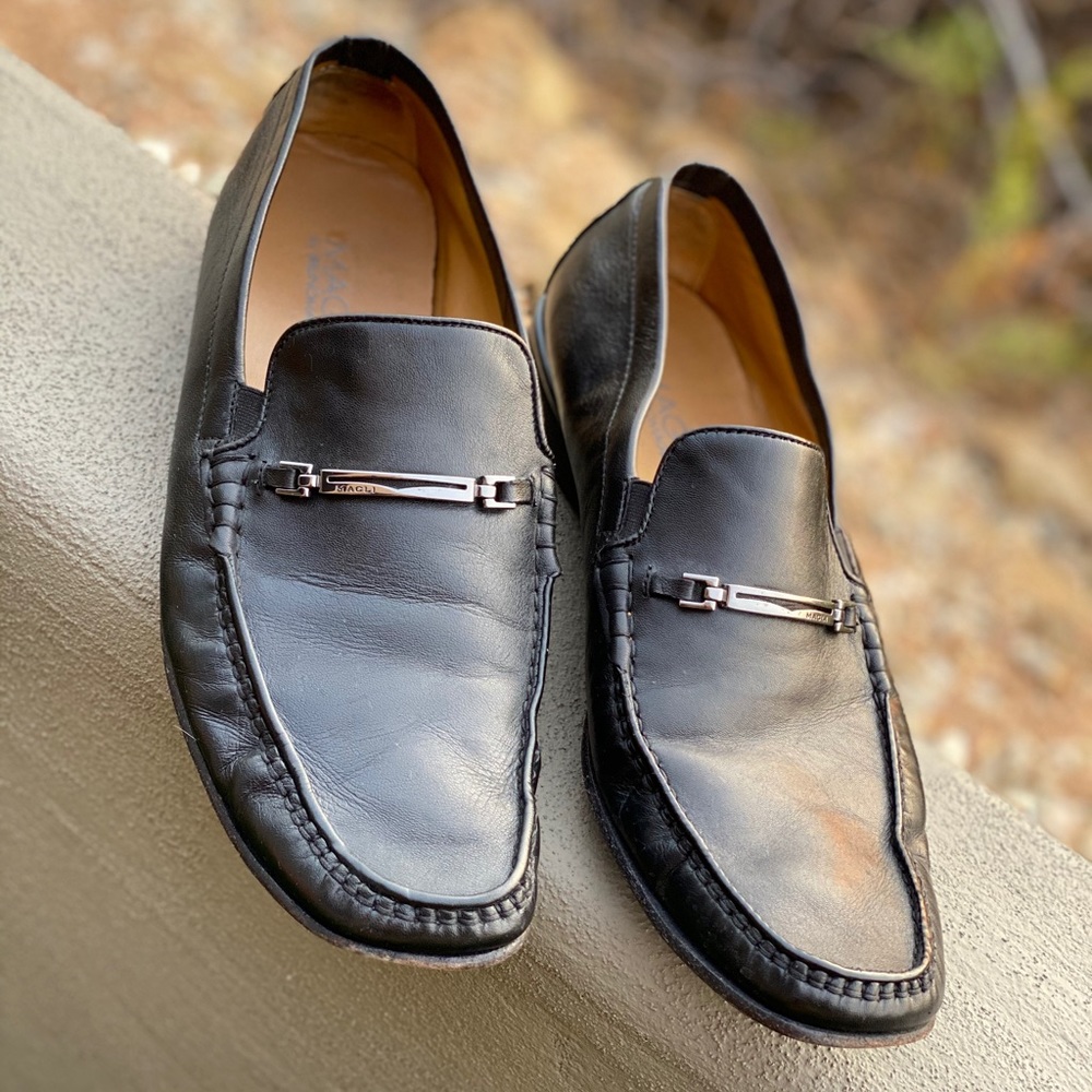 Bruno Magli Black Leather Bit Loafers